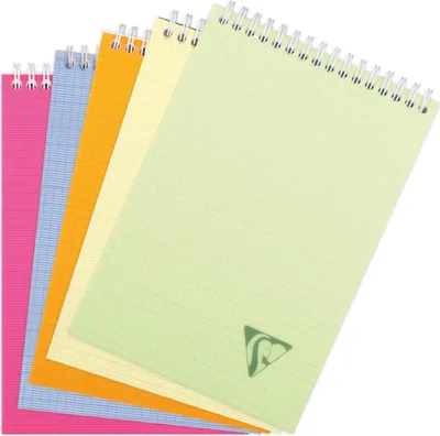 Produktbild von Clairefontaine 5x Block mit Doppelspirale A5 80 Blatt kariert sortiert 328645C