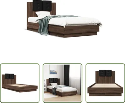 Produktbild von The Living Store Bettgestell mit Kopfteil Braun Eichen-Optik 90x190 cm