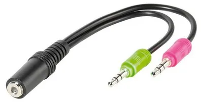 Produktbild von ViVanco™Headset Adapter, 2 x 3.5mm, Männlich, 3.5mm, Weiblich, 0,1 m, Schwarz