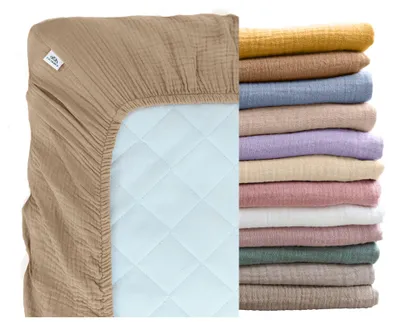 Produktbild von Musselin Bettlaken Baby 60x120 & 70x140 mit Rundum-Gummizug