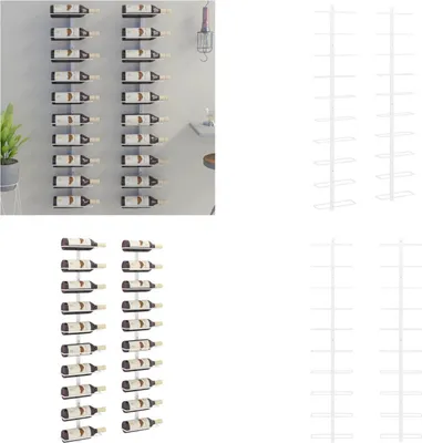Produktbild von vidaXL Wand Weinregale für 10 Flaschen 2 Stk. Weiß Metall - Weinregal - Weinregale - Wand-Weinregal - Wand-Flaschenregal