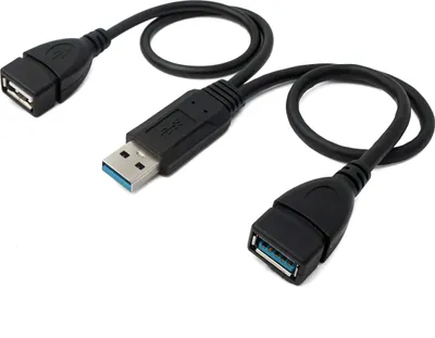 Produktbild von SYSTEM-S USB 3.0 Kabel 30cm Typ A & 2.0 Typ A Buchse zu 3.0 Typ A Stecker Schwarz