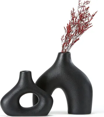 Produktbild von Dekovase 2er Keramik Vase, Pampasgras Vasen matt, Wohnkultur, Handgefertigte Getrocknete Blumenbehälter, Kunsthandwerk Ornamente, für Haus