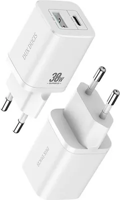 Zdjęcie produktu dla Dux Ducis 3A Quick Charger 30W szybka ładowarka zasilacz ładowarka do telefonu komórkowego PD+QC3.0 USB + USB Type-C 3.0 kompatybilny ze smartfonem biały