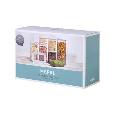 Produktbild von Mepal | 7-teiliges Vorratsdosenset | rechteckige Lebensmittelbehälter | luftdichte Deckel | Küchenorganizer aus Kunststoff | Größen: 1x 2000 ml, 2x 1500 ml, 2x 1000 ml, 2x 425 ml | White
