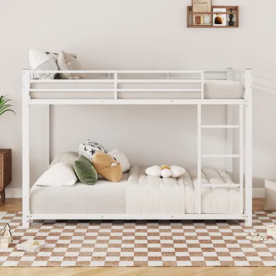 Zdjęcie produktu dla Łóżko piętrowe dla dzieci, 140×200 cm, żelazne, klasyczny kształt, białe
