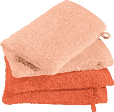 Produktbild von Erwin Müller Waschhandschuhe Bühl" 4er-Pack apricot/orange 15x21 cm"