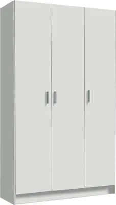 Produktbild von Mehrzweckschrank Dain, Beistellschrank mit 3 Türen, Kleiderschrank mit Schuhregal, Besenkammer, 109x37h180 cm, Weiß