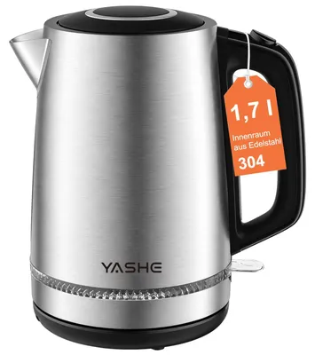 Produktbild von YASHE Wasserkocher Edelstahl 1,7L 2200W Mit Kalkfilter