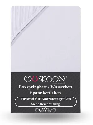 Produktbild von Premium Jersey Spannbettlaken 140x200 cm - 160x220 cm + 40 cm Boxspringbett mit Elasthan weiß