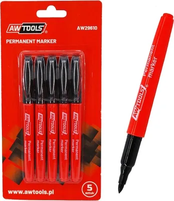Image de Marqueurs de construction permanents fins noirs, set de 5 pièces