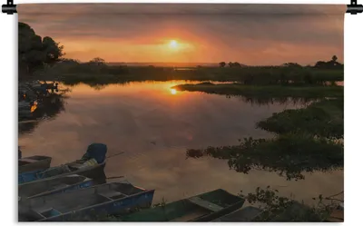 Produktbild von MuchoWow® Wandteppich Wandbehang Sonnenuntergang am Wasser im Pantanal 120x80 cm Tapisserie Dekoration Wandtuch - Wanddekorationen - Wandtücher