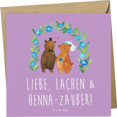 Produktbild von Mr. & Mrs. Panda Grußkarte Henna-Abend Magie - Lavendeltraum - Geschenk, Henna-Zauber, Klappkarte, Freundschaft, Familie, anlasskarte, Heirat, faltkarte, Glückwunschkarte