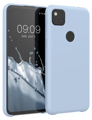Produktbild von kwmobile Handyhülle für Google Pixel 4a Hülle - Case Silikon - Kabelloses Laden - Schutzhülle Cover in Hellblau matt