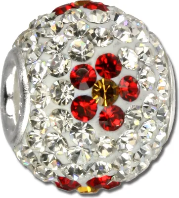 Produktbild von SilberDream weiß rot Blume Zirkonia Schmuck 925 Silber Bead GSB301