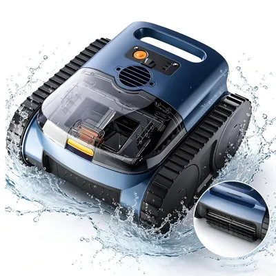 Produktbild von Kabelloser Poolroboter swimming pool robot für Boden Wand & Wasserlinie APP Control Poolreiniger,bis 200 m²,180 Min Laufzeit, Blau
