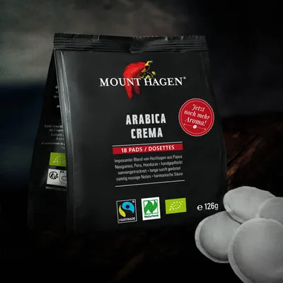 Produktbild von Mount Hagen Bio Kaffee Pads Arabica Crema 10x126g