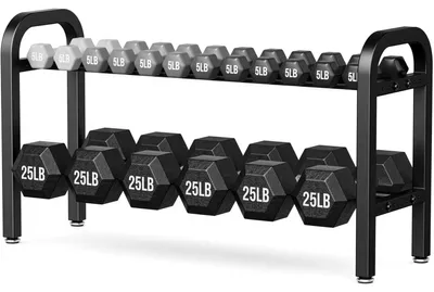 Zdjęcie produktu dla Stojak na hantle - Regulowany 2,76-17 cm - 2 poziomy - Metalowy - 300 lbs