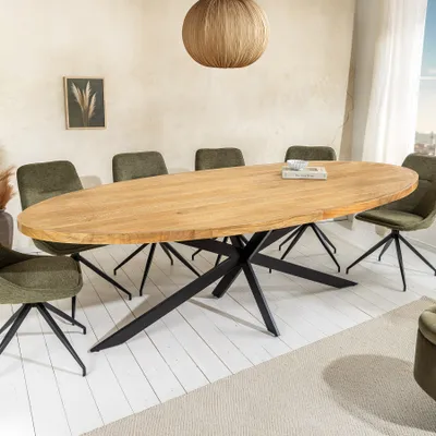 Produktbild von riess-ambiente Esstisch GALAXY 240cm braun schwarz massives Mangoholz Metall oval Sterngestell 12 Personen