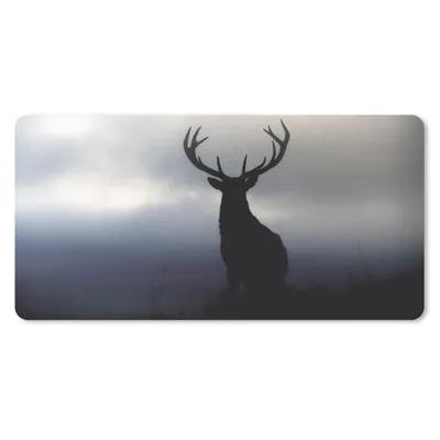Produktbild von MuchoWow® Mauspad Mousepad Hirsch - Scherenschnitt - Nebel 60x30 cm - Mousepads - Maus Mat - Pad - Mausunterlage - Nachhaltig