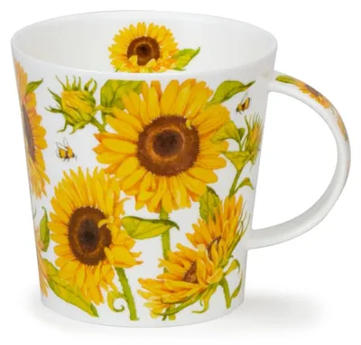 Fine Bone China Becher 0,48L mit Sonnenblumen-Motiv