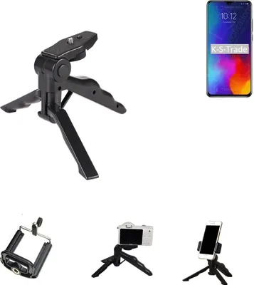 Produktbild von K-S-Trade Stativ Tisch-Ständer Dreibein Handy-Stativ Ständer kompatibel mit Lenovo K10 Note Mini-Stativ Smartphone Tripod Handy-Stativ aus Plastik