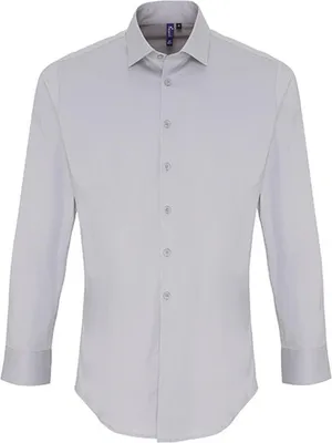 Produktbild von Premier Workwear MenŽs Stretch Fit Poplin Long Sleeve Baumwolle Shirt