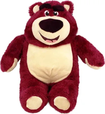 A plush toy bear is shown from the front against a white background.