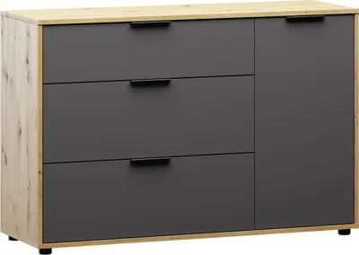 Obrázek produktu pro nabbi Komoda se šuplíky Neston 1D/3DR - šedý grafit / dub wotan