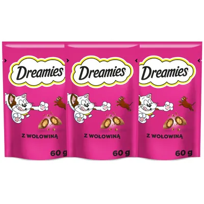 Zdjęcie produktu dla Dreamies 3x60g Przysmaki Dla Kota Z Kremowym Nadzieniem Wołowina