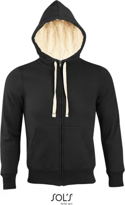 Produktbild von SOLs 00584 | Uni Zipped Jacket Sherpa / Herren und Damen Kapuzenpulli - Farbe: Black - Größe: XXS