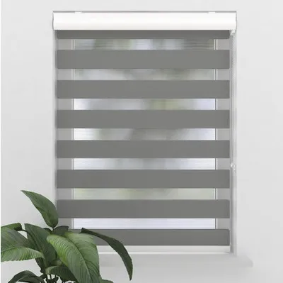 Produktbild von SOLUNA Doppelrollo D-R4 mit weißer Kassette grau 160x175 cm