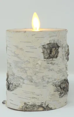 Produktbild von Anna's Collection Stumpfe Kerze - LED - Birkenholz weis - 10 cm
