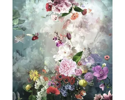 Produktbild von Giclée Leinwandbild Baroque Flowermix I 100x100 cm