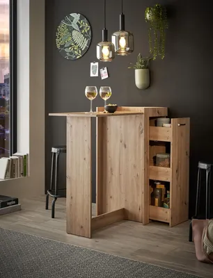 Produktbild von Bartisch >Anett< in Artisan Eiche inkl. Apotheker-Schrank - 105x101x52cm (BxHxT)