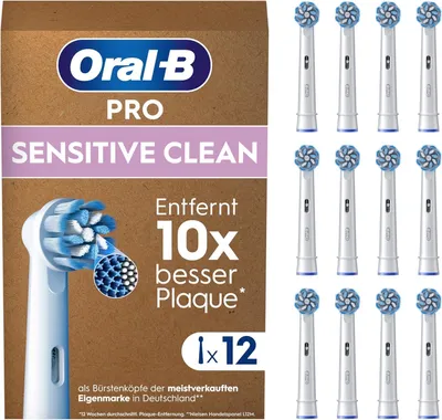 Productafbeelding van Oral-B Pro Sensitive Clean opzetborstels, 12 stuks (wit, verpakt in een milieuvriendelijke verpakking)