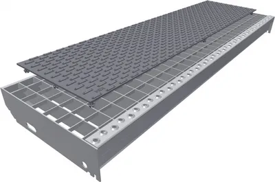 Produktbild von 10 Stück MEAfloor Gleitschutz R11 Gitterrostauflage genoppt 800x200 mm grau