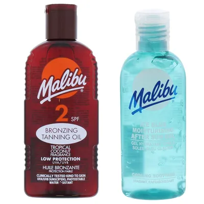 Image de Malibu Sunscreen Oil SPF2 200ml + Gel après-soleil 100ml