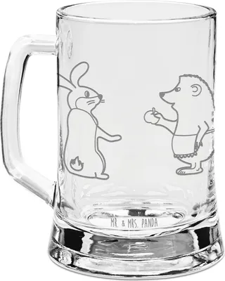 Produktbild von Mr. & Mrs. Panda Krug Hase Igel - Transparent - Geschenk, Bierhumpen, Bierkrug Mit Gravur, Trennungsschmerz, Liebe Spruch, graviert, Trösten, Seidel, Gute Laune, Humpen