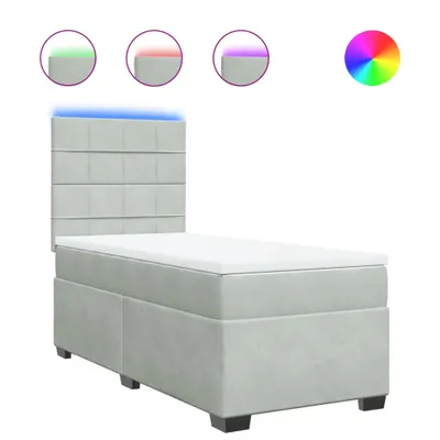 Produktbild von Boxspringbett mit Matratze Hellgrau 90x200 cm Samt