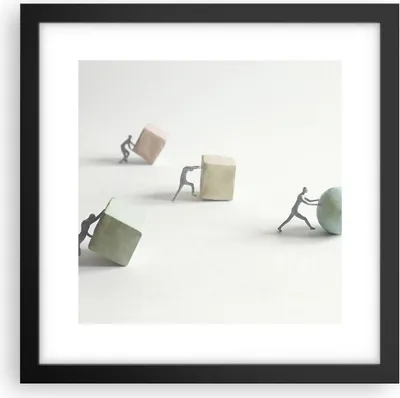 Produktbild von Gerahmtes Poster - Schwarzer Rahmen - Symbol Kugel Würfel - 30x30 cm - Wand Bild - Wanddeko - Wandbilder - Kunstposter - Wandposter - Bilderrahmen - Bilder - Kunstdruck - P2BAC30x30-4688