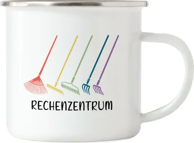 Produktbild von Rechenzentrum Emaille Tasse Hobby-Gärtner Pflanzen Garten Blumen Geschenkidee Besen Rechen