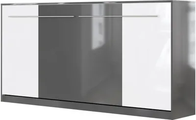 Produktbild von SMARTBett Schrankbett Standard  Anthrazit Hochglanz/Weiss & Anthrazit Hochglanz 90 Horizontal