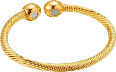 Produktbild von Damen-Armband, gedreht, verstellbar, galvanisch, zur Schmerzlinderung, offen, dekoriert, farbecht, Vintage, therapeutisches Magnetarmband, Schmuckzubehör