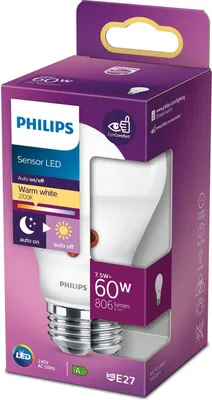 Produktbild von Philips LED Lampe Tageslichtsensor ersetzt 60W warmweiß 2700 Kelvin 806 Lumen (13,99)