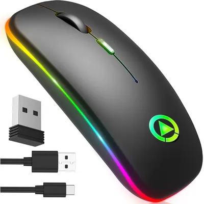 Obrázek produktu pro Bezdrátová optická myš, elegantní design s LED podsvícením, tichá, bez zvuku klikání, rozlišení 1600 DPI