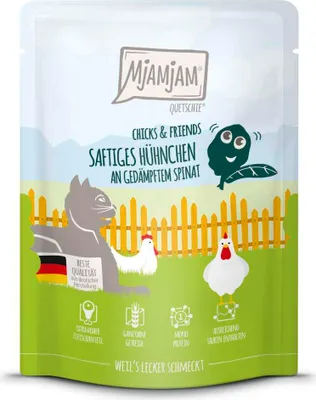 Image de MjAMjAM 300gx6 Quetschie Chicks & Friend Hühnchen & Spinat Cat