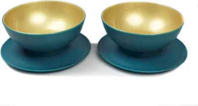 Produktbild von TUPPERWARE Allegra Dessert-Schälchen (2) 275 ml türkisgrün/gold Dessertschale