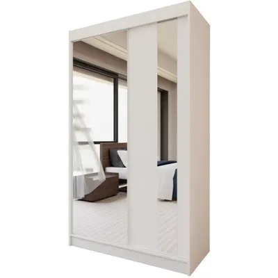 Produktbild von BEAUTYSOFA Schwebetürenschrank GAJA 120cm - modernes 2-türig Schrank mit Spiegel (Weiß)