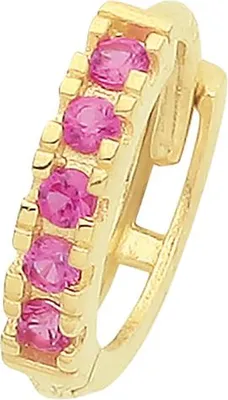 Produktbild von Wunderschöne 9 Karat (375) Gold Damen - Einzel Knorpel Creole mit Zirkonia - 8mm*2mm; TRS35073